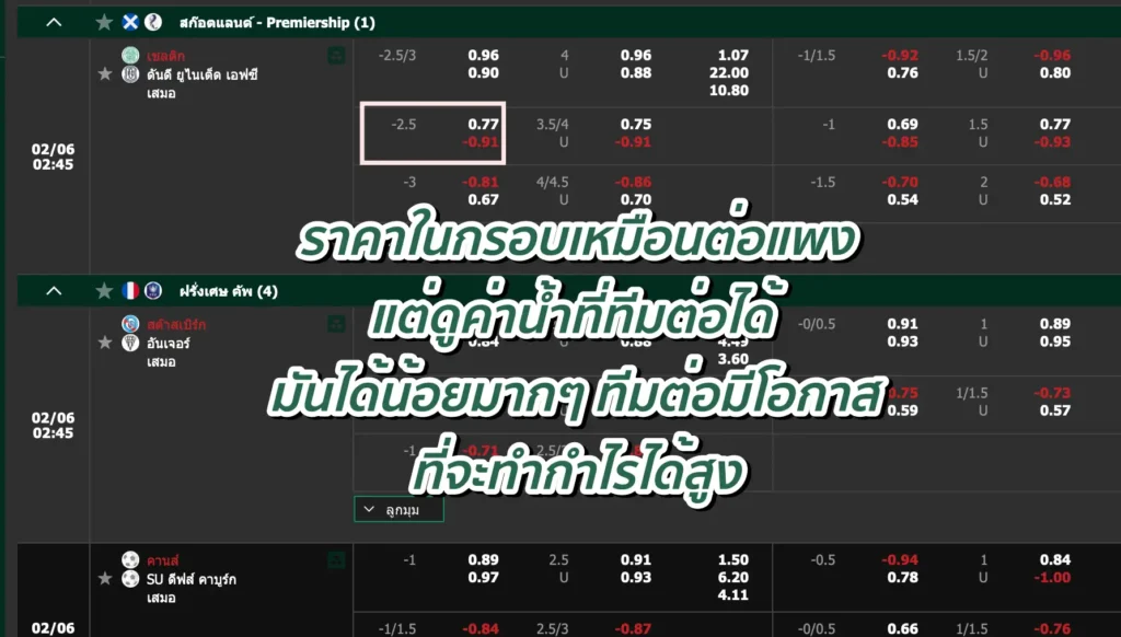 ราคาบอล 2.5 คือ