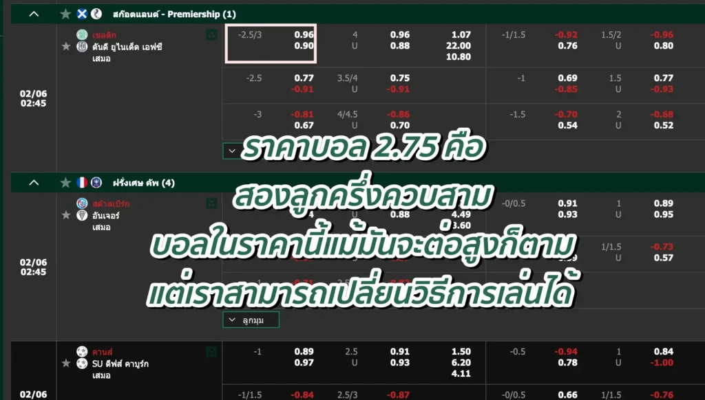 ราคาบอล 2.75 คือ